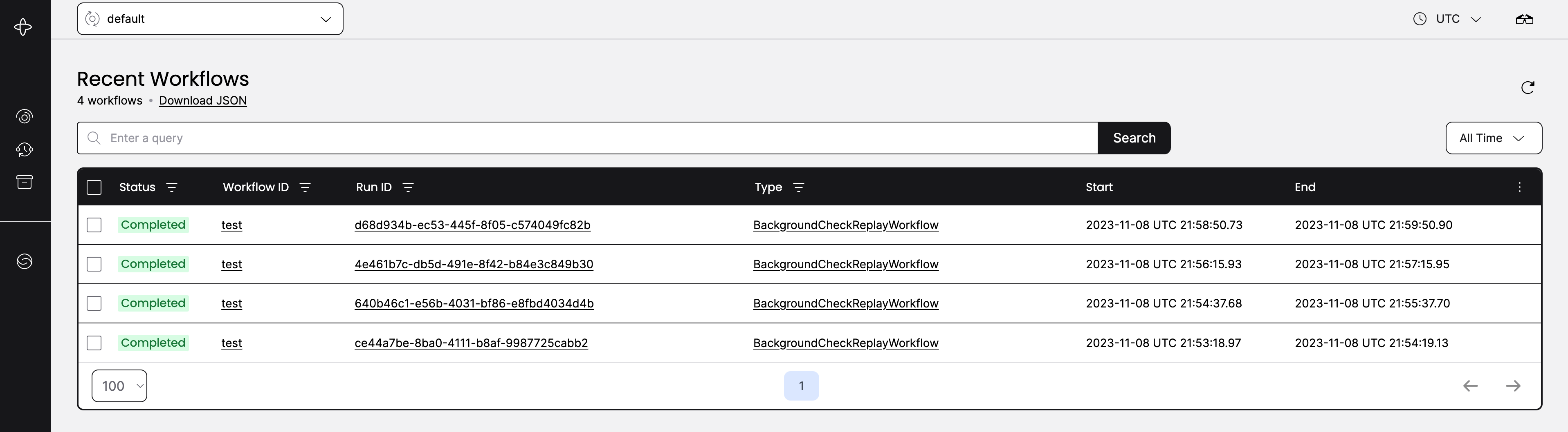 Select a Workflow Execution from the Workflows page